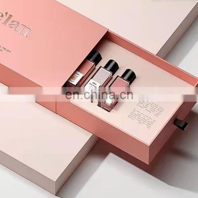 free design custom hot selling paper luxury perfume paper boxes gift high quality craft drawer packing box sliding drawer box