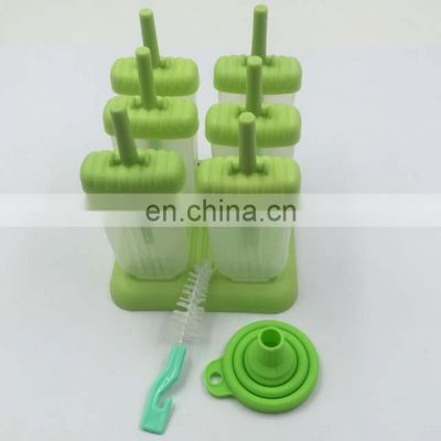 Top Amazon Seller Reusable Ice Lolly Moulds Plastic Popsicle Mold With Funnel And Brush