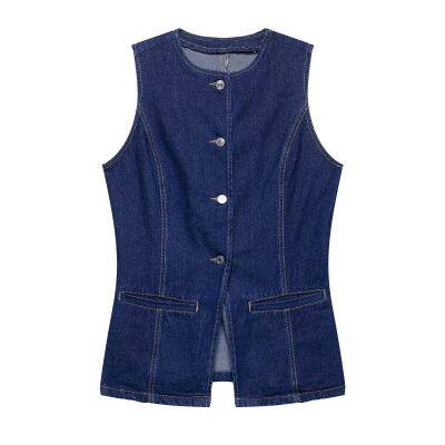 European and American Style Slim Fit Denim Vest+high Waisted Shorts Set photo-2