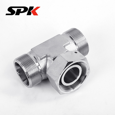 Carbon Steel Fitting, Hydraulic Oil Tube Ferrule Tee Transition Fitting, Ferrule-Type with One End Internal Thread, BC Union, Stainless Steel