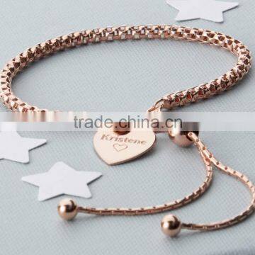 Stainless Steel Fashion Personalised Rose Gold Friendship Bracelet