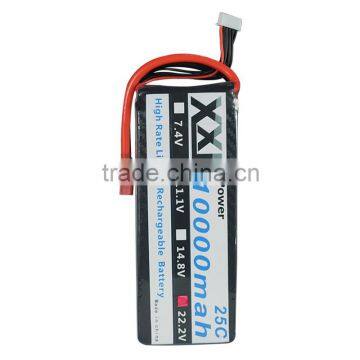 High Capacity Lipo Battery 10000mAh 22.2V 6S 25C Burst 50C RC Battery Pack for Hobby UAV Safety