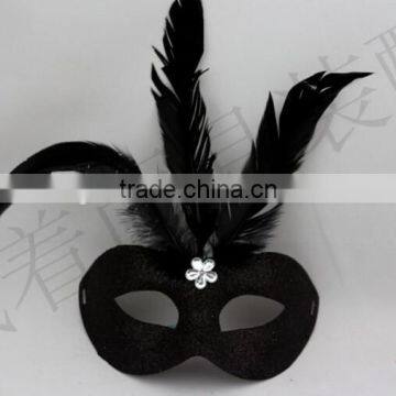 New design Venetian mask black party eye mask purple feather masquerade mask