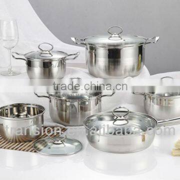 Stainless steel kitchenware sets 12pcs portable carry stainless steel cookware sets