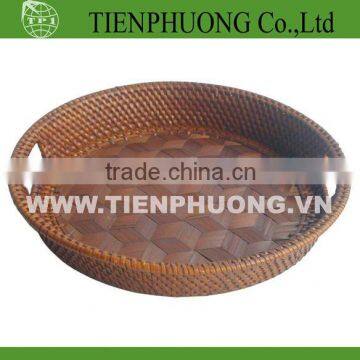 Round rattan and bamboo fruit basket/Tray