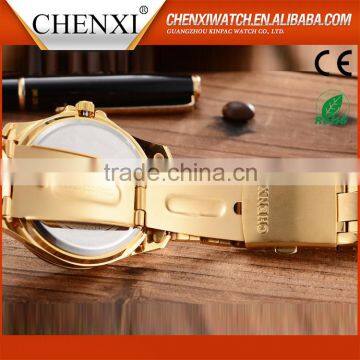 Best Quality Vogue Designer Day/Date Japan Movt Quartz Watch Price Gold Men