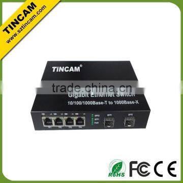 Dual Fiber 2 fiber port 4-port RJ45 Ethernet Fiber Media Converter