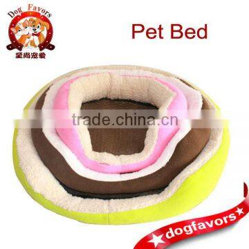 Colorful Round Sleeping Dog Bed with Bamboo Mat