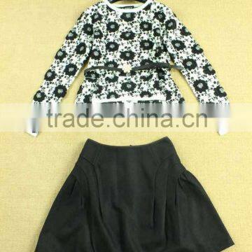 2014 Brand Name Newest European Runway Styles Edelweiss Knitted Models Sweater Tops +mini Skirts With Belt D1691501 photo-5