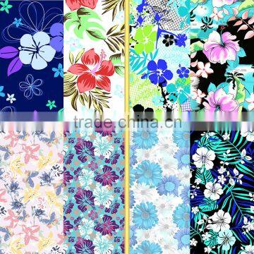 Beautiful flower designs painting fabric / nylon lycra swimwear print fabric with flower