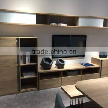 Modern Design Living Room Walnut Wood Proucts Pictures of TV Wall Mount Cabinet With Showcase Design Sets