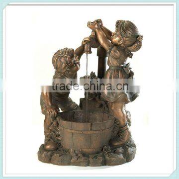 Bronze look children fun and play resin garden water fountains