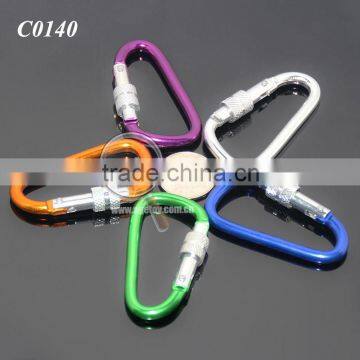 Camping Hiking 62MM D Shape Screw Bottle Hook Buckle Hanging Metal Aluminum Carabiner Lock