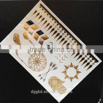 hot custom classic gold tattoo metallic temporary tattoo sticker tatoos