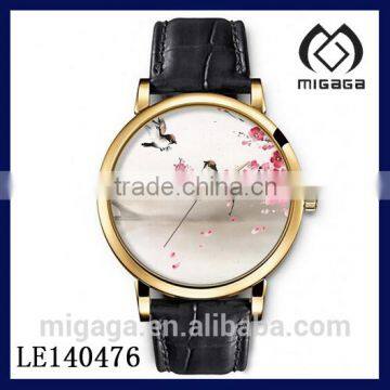 LATEST DESIGN WATCH POPULAR CHINESE PAINTING DIAL FACE QUARTZ WATCH