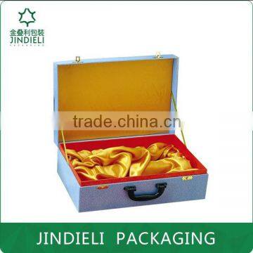 Luxury Blue Wooden Leather Gift Box Packaging Manufacturer