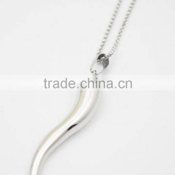 Charm 316L Stainless Steel Silver Chili Pendant Necklace