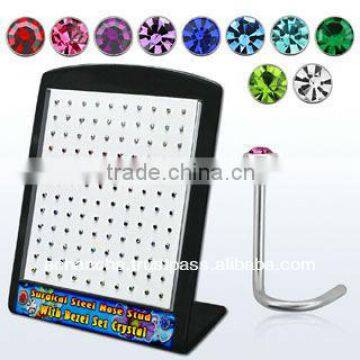 Display with 120 pcs. of surgical steel nose screws