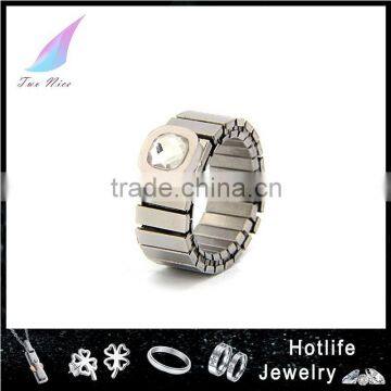 2015 Fashion Jewelry shield design stainless steel wheel zircon ring
