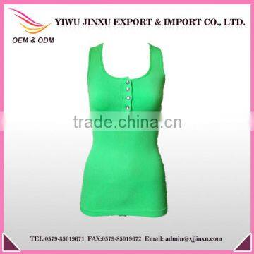 New Fashion Women's Button Gym Singlets Pictures of Girls Cotton Tops