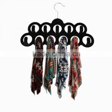 Wholesale Velvet Scarf Necktie Closet Hanger Holder Shelf 11 Rings With Hooks 3-Pack