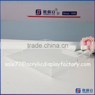 Wholesale Customized Black Retangle Logo Printed Acrylic Tray With Handle