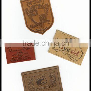 Hand made custom brown garment genuine leather label, leather patch