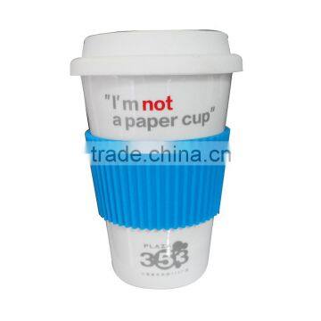 promotional ceramic travel mug silicone lid