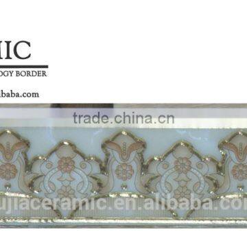 Foshan factory golden polished crystal border tiles design decor border tile 30x8 A304893