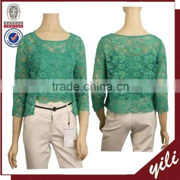 Two piece 3/4 sleeve spring latest choil lace blouse designs DT140730705