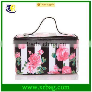 Coated canvas Floral Striped Cosmetic Case