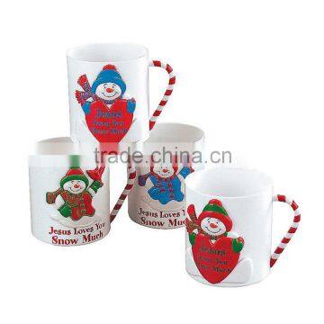 8 oz. 230ml High Quality Hot Sale Party Cups with Handle Perfect Adorable Inspirational Plastic Jesus Loves You Snow Much Mugs