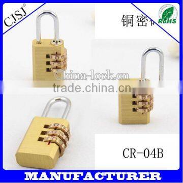 3 digit combination brass lock with keyless