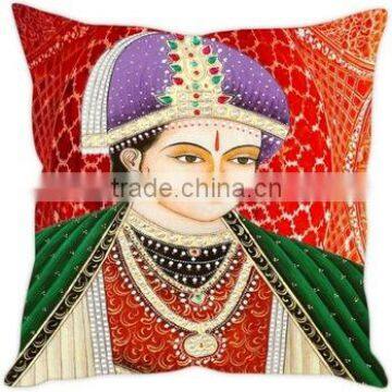 Indian Pillow Case Digital print Akbar Emperor Cushion Cover