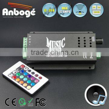 IR Wireless Remote Music RGB 24keys led controller Black Aluminum RGB controller DC12-24V 4A/CH