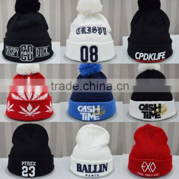 2015 Gorro Unisex Winter Warm 100% Acrylic China Hip hop Custom Logo Knitted Beanie Hat