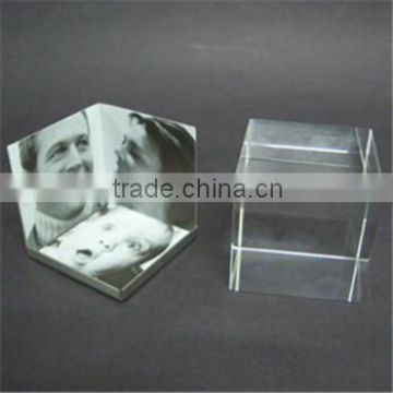 wholesale K9 top quality glass blank crystal cube photo frame/glass cube photo frame/crystal Cube Picture Frame