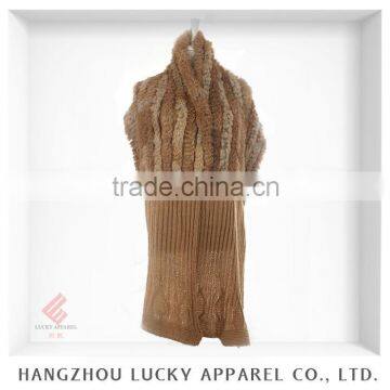 lady women fashion real rabbit fur knitted scarf LK15087