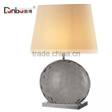 Modern decoration glass table lamp with Fabric Shade, gray/blue