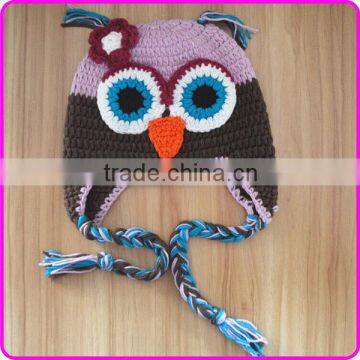 2015 new knit baby animal hat, crochet animal owl hat, infant winter hat