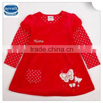 (H2005) Nova kids brand children long sleeve winter spring dress with corduroy children dresses