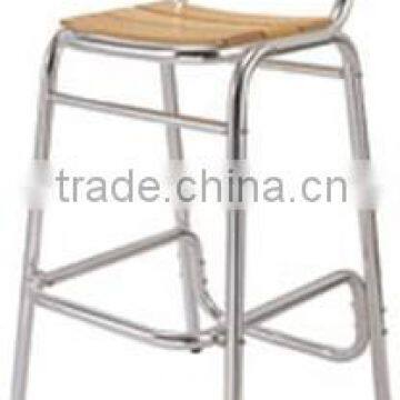 Popular outdoor aluminum frame plastic wood barstool