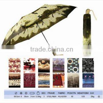 Wholesale Cheap 3 FOLDS Auto Open Auto Close Polyester Pongeen Printed Material Umbrellas