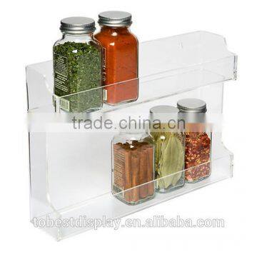 innovative clear 2 tiers acrylic spice rack,spice display rack manufacturer