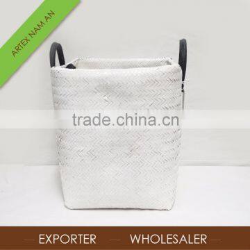 Decorative Bamboo Basket Weaving / Set of 3 White Bamboo Laundry Basket in Vietnam
