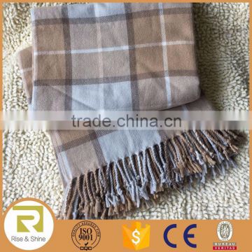 Wholesale 100% Acrylic woven herringbonel check jacquard throw blanket