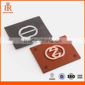 Brown leather patch jeans leather label design