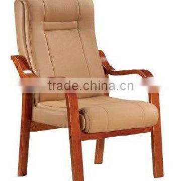 Guangzhou suuplier high end European styple beige PU leather and wooden executive chair (FOHF-35#)