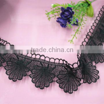 custom cheap beautiful nylon polyester new black voile lace