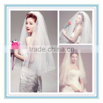 Simple Two-Layer Wedding Veils in Stock 90cm Short Ivory Wedding Veil 2015 Hot Sell (TS-1030)